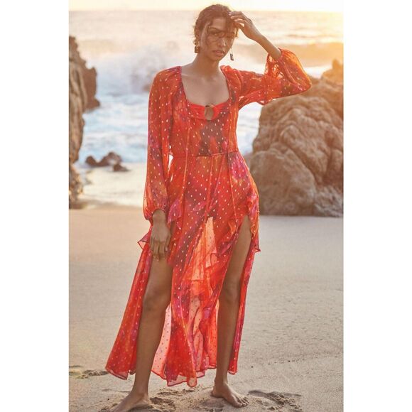 long sleeve ombre dress Goddiva Ombre Sequin Beaded Flared Long Sleeve Maxi Dress - Black main image 1